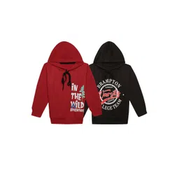 mack jonney VIMAL JONNEY Kids Pack Of 2 Typography Printed Hooded Cotton Fleece Sweatshirt-picture-22