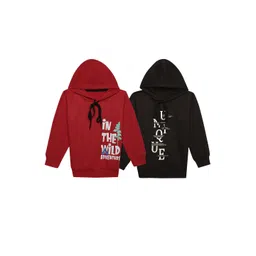 mack jonney VIMAL JONNEY Kids Pack Of 2 Typography Printed Hooded Cotton Fleece Sweatshirt-picture-37