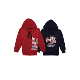 mack jonney VIMAL JONNEY Kids Pack Of 2 Typography Printed Hooded Cotton Fleece Sweatshirt-picture-26
