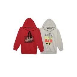 mack jonney VIMAL JONNEY Kids Pack Of 2 Typography Printed Hooded Fleece Sweatshirt-picture-37