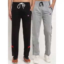 mack jonney VIMAL JONNEY Men Black & Grey Pack Of 2 Solid Regular Fit Track Pants-picture-18