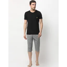 mack jonney VIMAL JONNEY Men Black & Grey Solid Night suit-picture-19