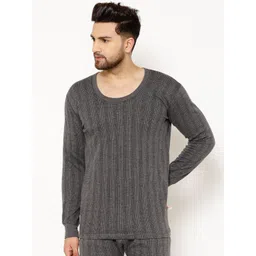 mack jonney VIMAL JONNEY Men Black & Grey Striped Thermal Top-picture-33