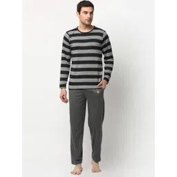mack jonney VIMAL JONNEY Men Black & White Striped Night suit-picture-26