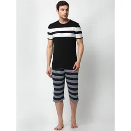mack jonney Vimal Jonney Men Black Striped Cotton Blend Track Suit-picture-35