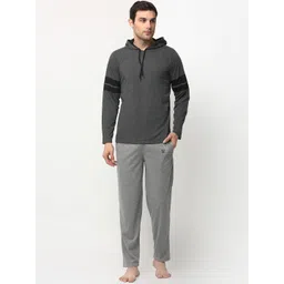 mack jonney VIMAL JONNEY Men Grey Cotton Blend Night Suit-picture-12
