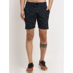 mack jonney VIMAL JONNEY Men Navy Blue & Sea Green Conversational Printed Regular Shorts-picture-10