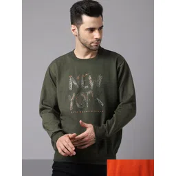 mack jonney VIMAL JONNEY Men Olive Green Printed Round Neck Sweatshirt-picture-22