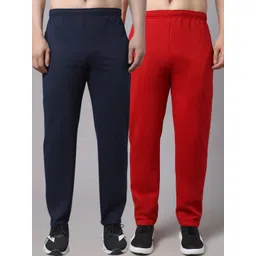 mack jonney VIMAL JONNEY Men Pack Of 2 Blue & Red Solid Pure Cotton Track Pants-picture-27