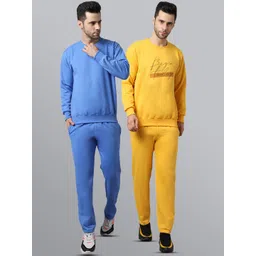 mack jonney VIMAL JONNEY Men Pack of 2 Blue & Yellow Pure Cotton Tracksuits-picture-30