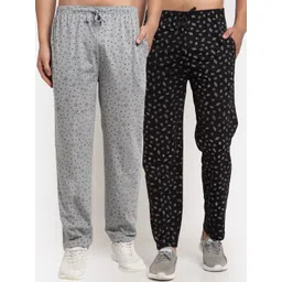 mack jonney VIMAL JONNEY Men Pack Of 2 Grey & Black Printed Trackpants-picture-22