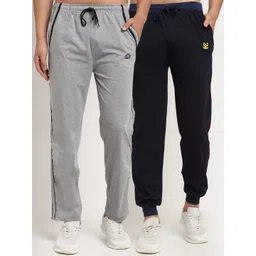 mack jonney VIMAL JONNEY Men Pack Of 2 Grey & Navy Blue Solid Track Pants-picture-35