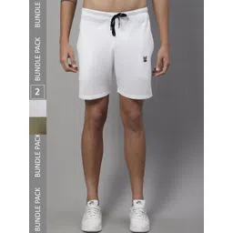 mack jonney VIMAL JONNEY Men Pack Of 2 Mid-Rise Knitted Cotton Sports Shorts-picture-25