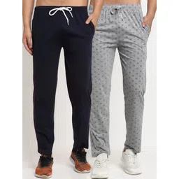 mack jonney VIMAL JONNEY Men Pack Of 2 Navy Blue & Grey Regular-Fit Track Pants-picture-24