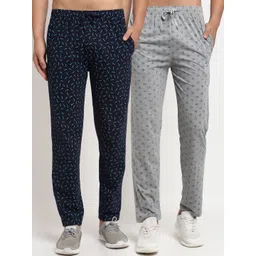 mack jonney VIMAL JONNEY Men Pack Of 2 Navy Blue & Grey Regular Fit Trackpants-picture-11