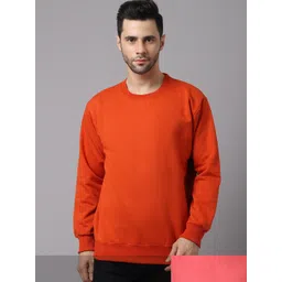 mack jonney VIMAL JONNEY Men Pack of 2 Red & Pink Solid Fleece Sweatshirt-picture-22