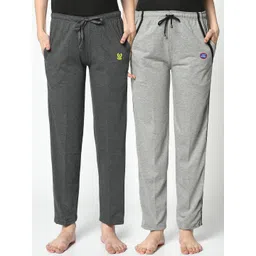 mack jonney VIMAL JONNEY Pack Of 2 Grey Solid Lounge Pants-picture-13