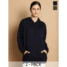 mack jonney VIMAL JONNEY Pack Of 2 Hooded Fleece Longline Pullover Sweatshirt-picture-10