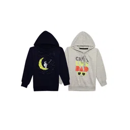 mack jonney VIMAL JONNEY Pack Of 2 Kids Typography Printed Cotton Fleece Hood Pullover Sweatshirt-picture-14
