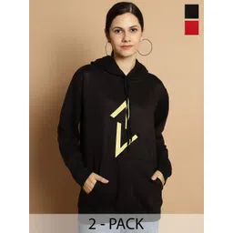 mack jonney VIMAL JONNEY Pack Of 2 Printed Hooded Fleece Longline Pullover Sweatshirt-picture-12