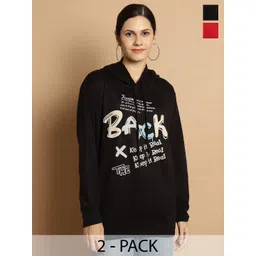 mack jonney VIMAL JONNEY Pack Of 2 Printed Hooded Fleece Longline Pullover Sweatshirt-picture-16