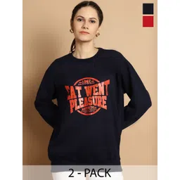mack jonney VIMAL JONNEY Pack Of 2 Typography Printed Long Sleeves Fleece Pullover-picture-26