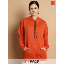 mack jonney VIMAL JONNEY Pack Of 2 Typography Printed Long Sleeves Hooded Fleece Pullover-picture-29