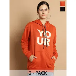 mack jonney VIMAL JONNEY Pack Of 2 Typography Printed Long Sleeves Hooded Fleece Pullover-picture-30
