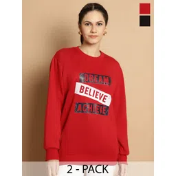 mack jonney VIMAL JONNEY Pack Of 2 Typography Printed Round Neck Cotton Fleece Sweatshirt-picture-31