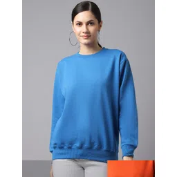 mack jonney VIMAL JONNEY Pack Of 2 Women Blue & Orange Solid Sweatshirt-picture-15