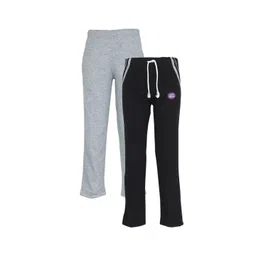 mack jonney VIMAL JONNEY Unisex Kids Pack Of 2 Black & Grey Solid Track Pants-picture-35