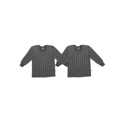 mack jonney VIMAL JONNEY Unisex Kids Pack of 2 Grey Striped Regular-Fit Thermal Top-picture-18