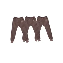 mack jonney VIMAL JONNEY Unisex Kids Pack of 3 Brown Striped Thermal Bottoms-picture-14