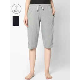 mack jonney VIMAL JONNEY Women Grey & Navy Blue 2 Lounge Shorts-picture-10