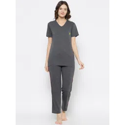 mack jonney VIMAL JONNEY Women Grey Solid Cotton Night Suit ANT_V_D1_02-picture-19