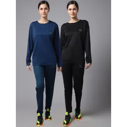 mack jonney VIMAL JONNEY Women Pack Of 2 Blue & Black Solid Dry-Fit Tracksuits-picture-29