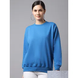 mack jonney VIMAL JONNEY Women Pack Of 2 Blue & Grey Fleece Sweatshirt-picture-20