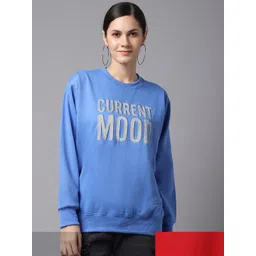 mack jonney VIMAL JONNEY Women Pack of 2 Blue & Red Fleece Sweatshirts-picture-32