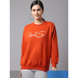 mack jonney VIMAL JONNEY Women Pack of 2 Blue & Red Printed Fleece Sweatshirts-picture-28