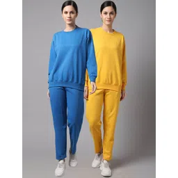 mack jonney VIMAL JONNEY Women Pack Of 2 Blue & Yellow Solid Tracksuits-picture-31