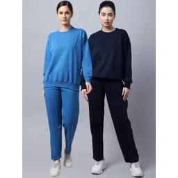 mack jonney VIMAL JONNEY Women Pack Of 2 Blue Solid Fleece Tracksuits-picture-39