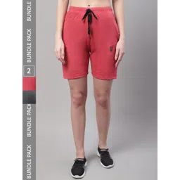 mack jonney VIMAL JONNEY Women Pack Of 2 Mid Rise Cotton Sports Shorts-picture-21