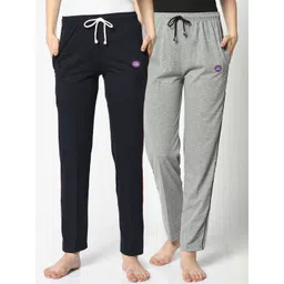 mack jonney VIMAL JONNEY Women Pack Of 2 Solid Lounge Pants-picture-17