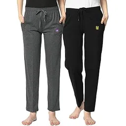 Mack Jonney Women Cotton Blended Regular Fit Track Pants(Pack of 2)-D1__Ant__Blk__02-P-picture-11