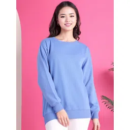 MACK JONNEY Women Solid Regular Fit Fleece Round Neck Pullover Sweatshirt-picture-26