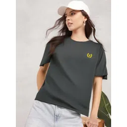 MACK JONNEY Women Solid Round Neck Cotton T-shirt-picture-28