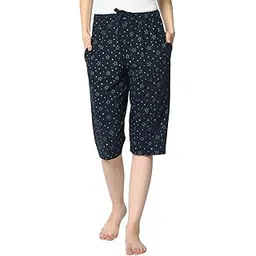 mack jonney Women's Cotton Three Fourth Capri Shorts with Side Pockets |Women's Casual Shorts-D13__PRT__1NVY__01-P-picture-35
