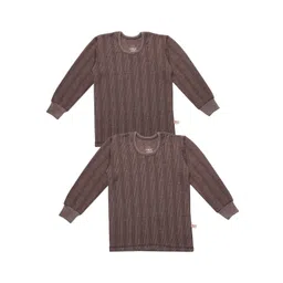 mack jonney VIMAL JONNEY Kids Pack of 2 Brown Striped Thermal Tops image 1