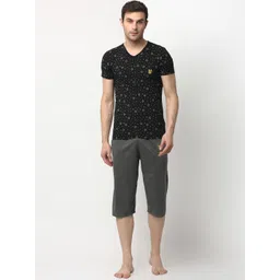 VIMAL JONNEY Men Black & Grey Cotton Blend Track Suit-image-44