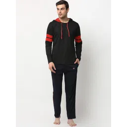 Vimal Jonney Men Black & Red Solid Cotton Blend Tracksuit-image-38